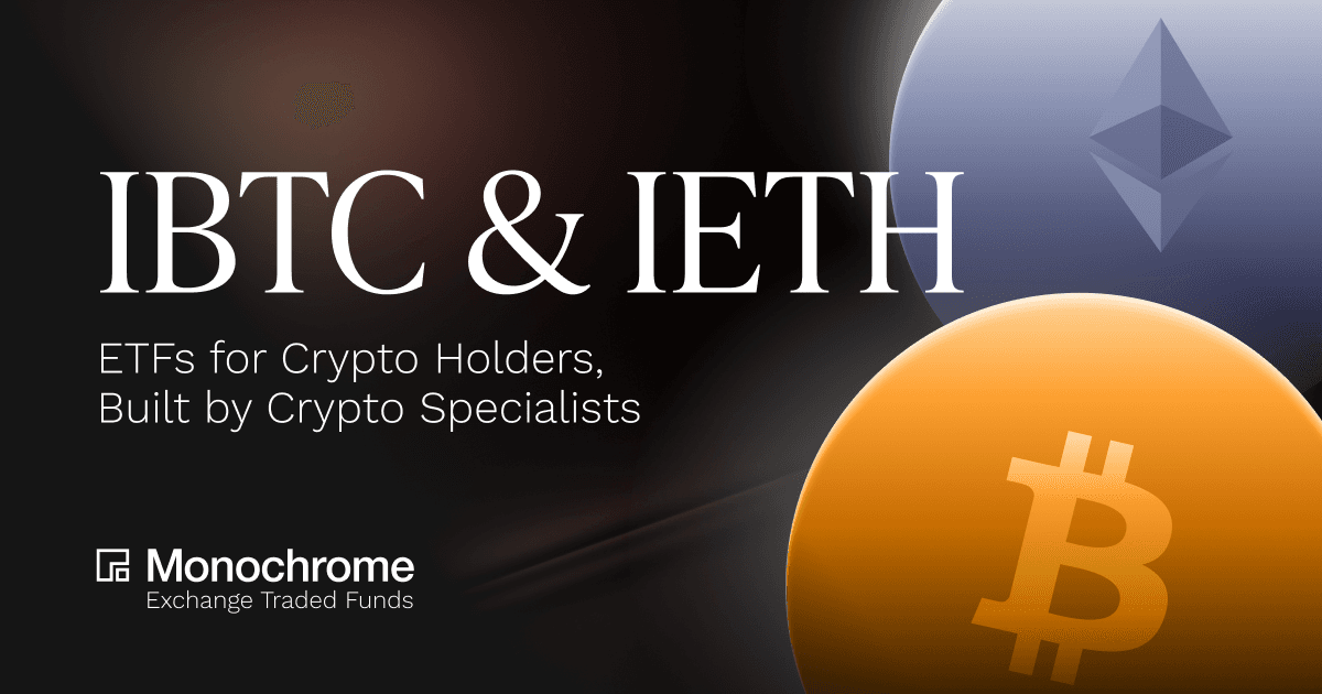 Monochrome sets management fees and costs for in-kind Bitcoin and Ethereum ETFs at 0.25%—Australia’s most cost-effective crypto ETFs