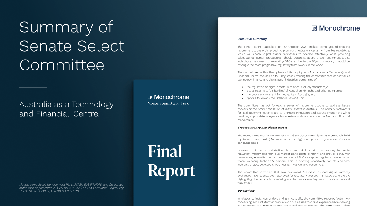 Summary of the Senate Select Committee Report on Australia as a Technology and Financial Centre